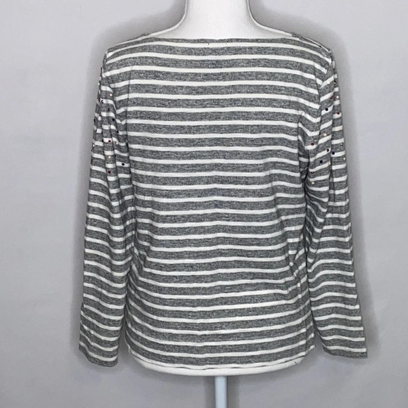 J. Crew Embellished Striped Cotton Tee - Sz S - Picture 4 of 7